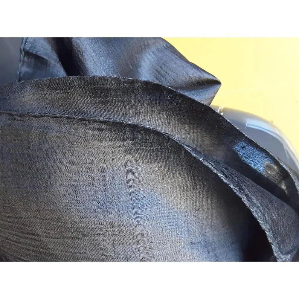 Vintage 1970s Black Pure 100% Silk Oblong Scarf MADE INDIA Rich Looking Handmade